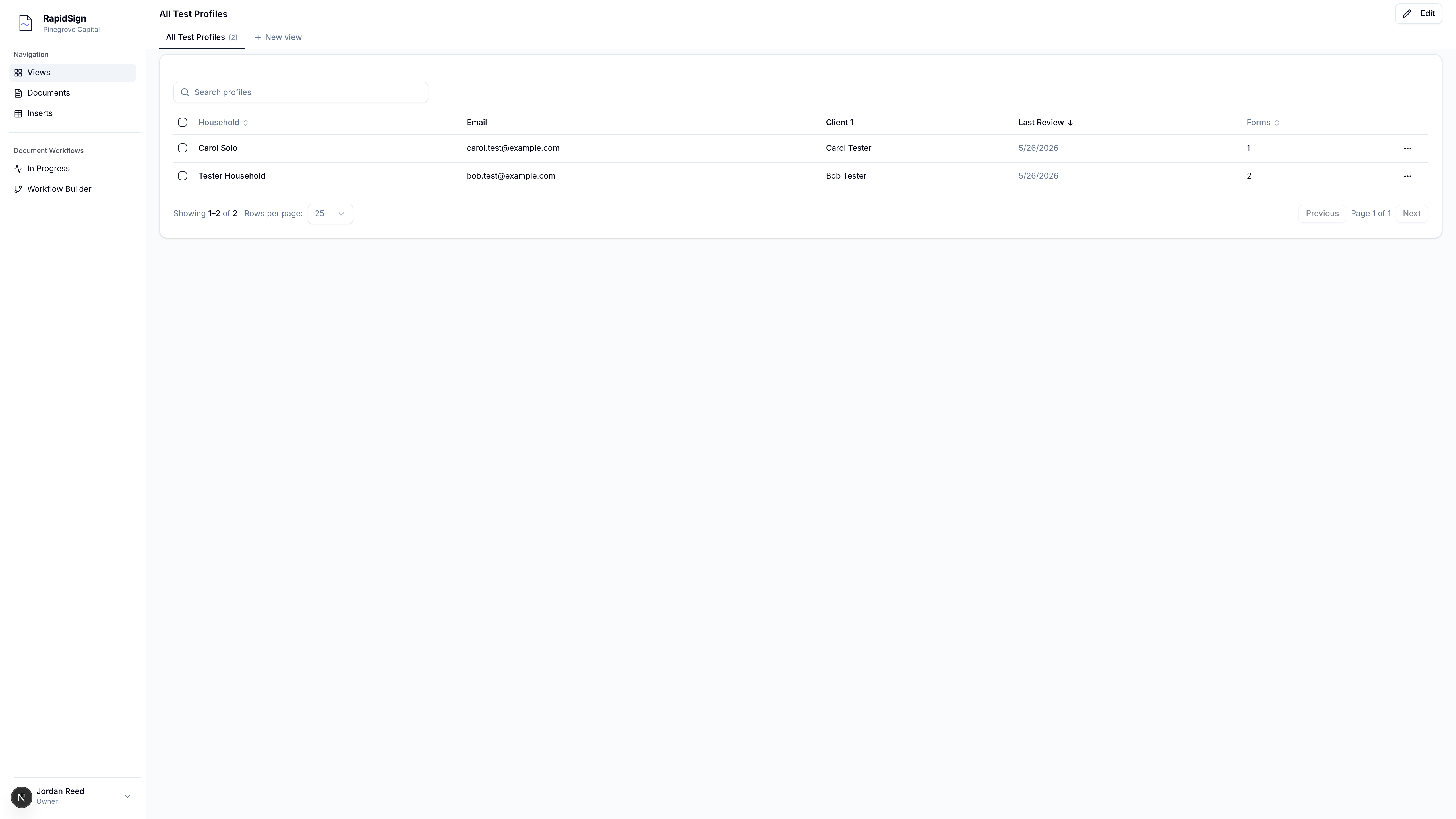 Profile views grouping page