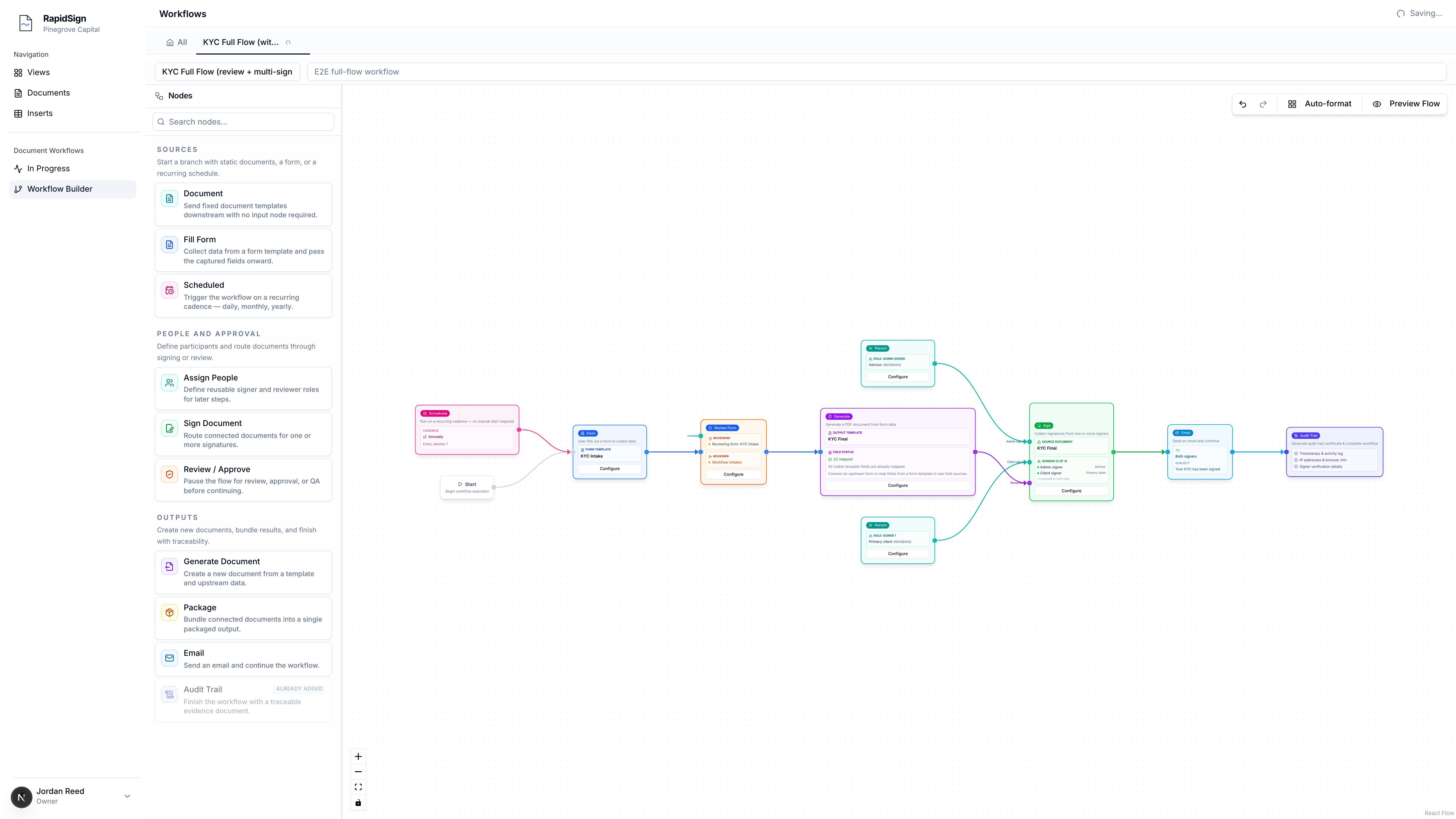 Workflow builder canvas